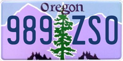 OR license plate 989ZSO