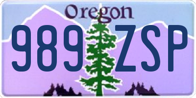OR license plate 989ZSP