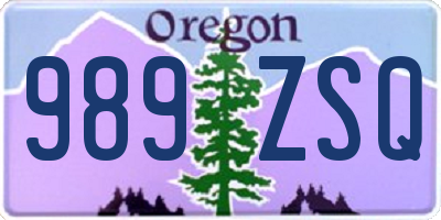 OR license plate 989ZSQ
