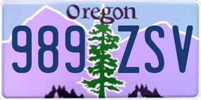 OR license plate 989ZSV