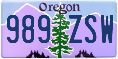 OR license plate 989ZSW