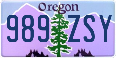 OR license plate 989ZSY
