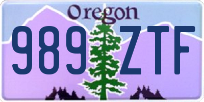 OR license plate 989ZTF