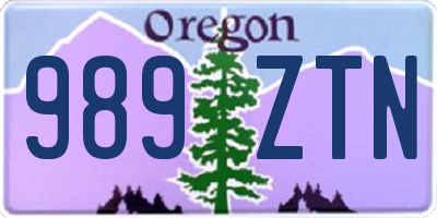 OR license plate 989ZTN