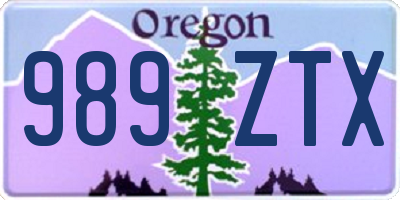 OR license plate 989ZTX