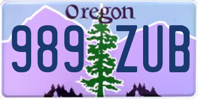 OR license plate 989ZUB