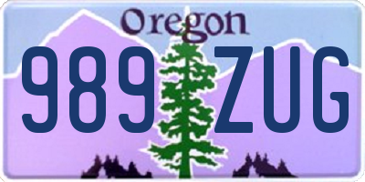 OR license plate 989ZUG