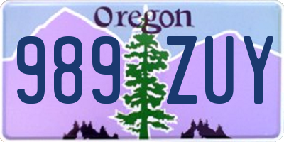 OR license plate 989ZUY