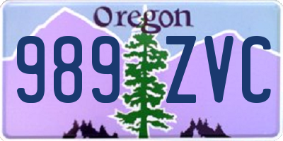 OR license plate 989ZVC