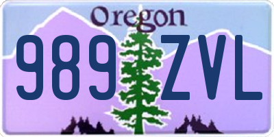 OR license plate 989ZVL