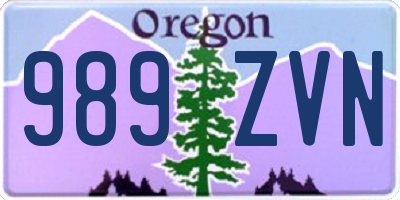 OR license plate 989ZVN