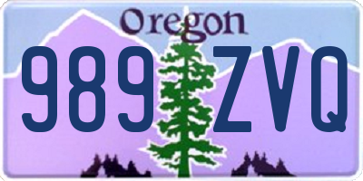 OR license plate 989ZVQ