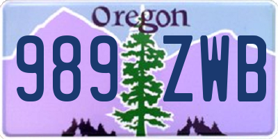 OR license plate 989ZWB