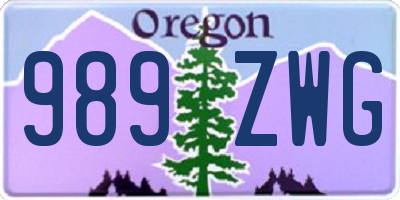 OR license plate 989ZWG
