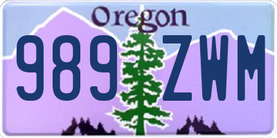 OR license plate 989ZWM