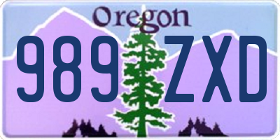 OR license plate 989ZXD