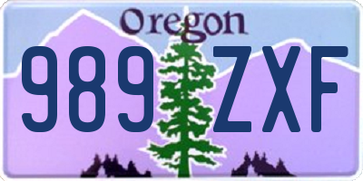 OR license plate 989ZXF