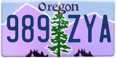 OR license plate 989ZYA