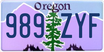 OR license plate 989ZYF