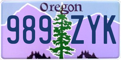 OR license plate 989ZYK