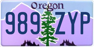 OR license plate 989ZYP