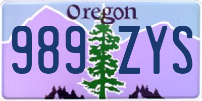 OR license plate 989ZYS