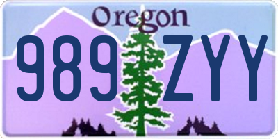 OR license plate 989ZYY