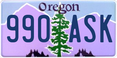 OR license plate 990ASK