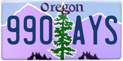 OR license plate 990AYS