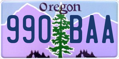 OR license plate 990BAA