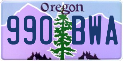 OR license plate 990BWA