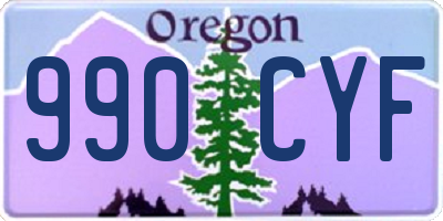 OR license plate 990CYF