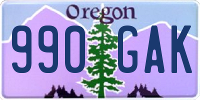 OR license plate 990GAK