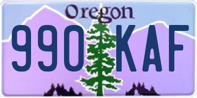 OR license plate 990KAF