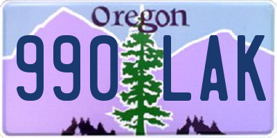 OR license plate 990LAK