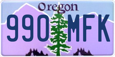 OR license plate 990MFK