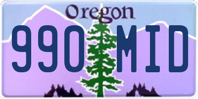 OR license plate 990MID