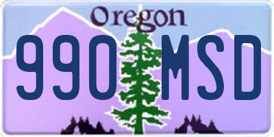 OR license plate 990MSD