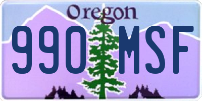 OR license plate 990MSF