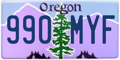 OR license plate 990MYF