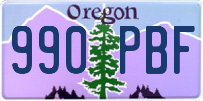 OR license plate 990PBF