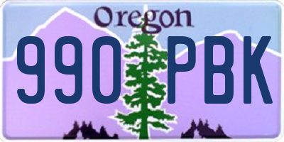 OR license plate 990PBK