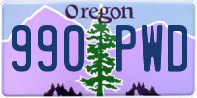 OR license plate 990PWD