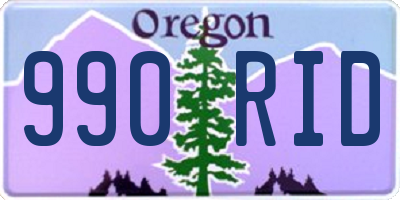 OR license plate 990RID