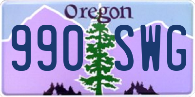 OR license plate 990SWG