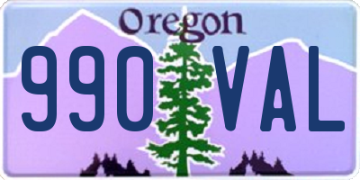 OR license plate 990VAL