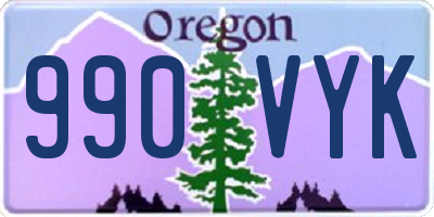 OR license plate 990VYK