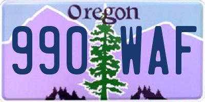 OR license plate 990WAF