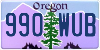 OR license plate 990WUB