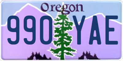 OR license plate 990YAE